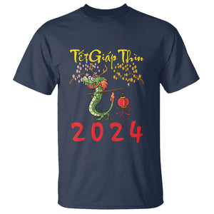 Vietnamese Lunar New Year T Shirt Tet Giap Thin Dragon Year 2024 Chuc Mung Nam Moi TS09 Navy Printyourwear