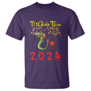 Vietnamese Lunar New Year T Shirt Tet Giap Thin Dragon Year 2024 Chuc Mung Nam Moi TS09 Purple Printyourwear