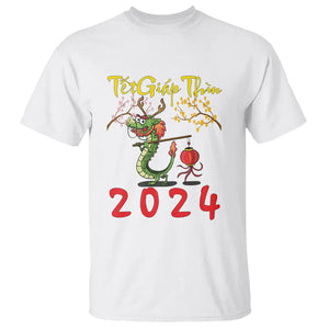 Vietnamese Lunar New Year T Shirt Tet Giap Thin Dragon Year 2024 Chuc Mung Nam Moi TS09 White Printyourwear