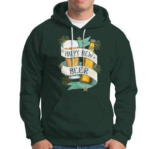 Happy New Beers Funny New Year Eve NYE Party Beer Lover Hoodie TS09 Dark Forest Green Printyourwear