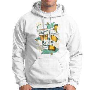 Happy New Beers Funny New Year Eve NYE Party Beer Lover Hoodie TS09 White Printyourwear