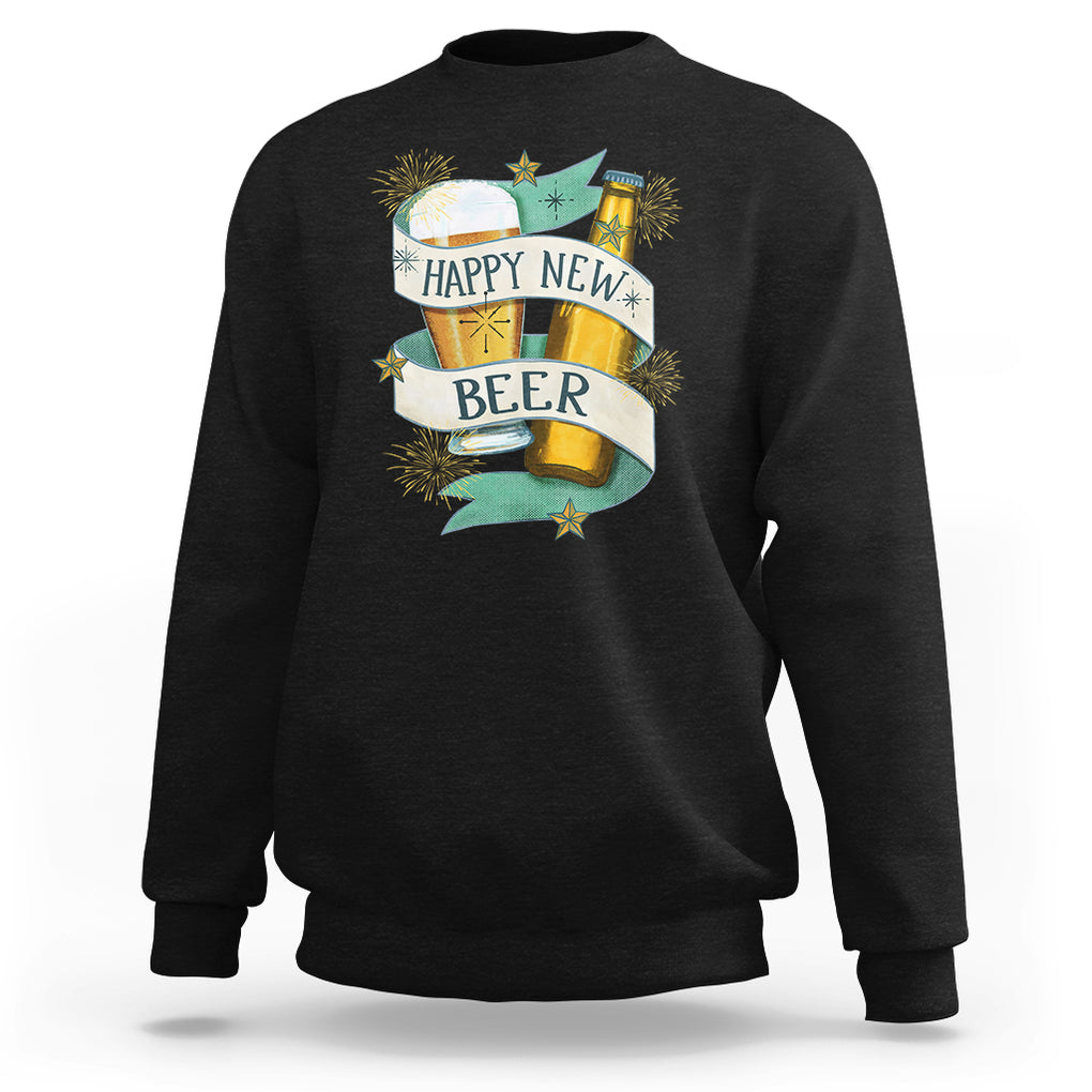 Happy New Beers Funny New Year Eve NYE Party Beer Lover Sweatshirt TS09 Black Printyourwear