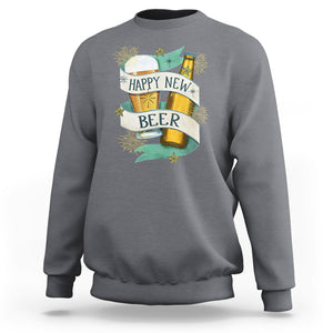 Happy New Beers Funny New Year Eve NYE Party Beer Lover Sweatshirt TS09 Charcoal Printyourwear