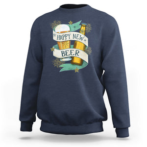 Happy New Beers Funny New Year Eve NYE Party Beer Lover Sweatshirt TS09 Navy Printyourwear