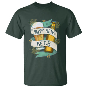 Happy New Beers Funny New Year Eve NYE Party Beer Lover T Shirt TS09 Dark Forest Green Printyourwear