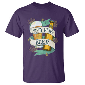 Happy New Beers Funny New Year Eve NYE Party Beer Lover T Shirt TS09 Purple Printyourwear