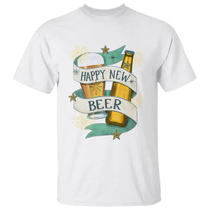 Happy New Beers Funny New Year Eve NYE Party Beer Lover T Shirt TS09 White Printyourwear