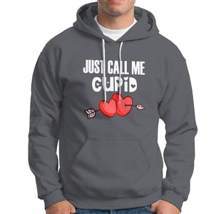 Valentine's Day Hoodie Just Call Me Cupid Retro Arrow Heart TS09 Charcoal Printyourwear