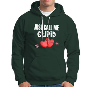 Valentine's Day Hoodie Just Call Me Cupid Retro Arrow Heart TS09 Dark Forest Green Printyourwear