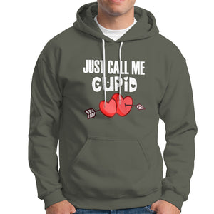 Valentine's Day Hoodie Just Call Me Cupid Retro Arrow Heart TS09 Military Green Printyourwear