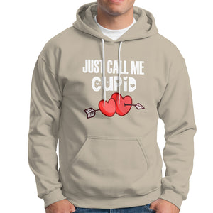 Valentine's Day Hoodie Just Call Me Cupid Retro Arrow Heart TS09 Sand Printyourwear