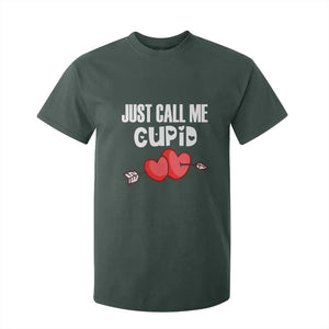 Valentine's Day T Shirt For Kid Just Call Me Cupid Retro Arrow Heart TS09 Dark Forest Green Print Your Wear