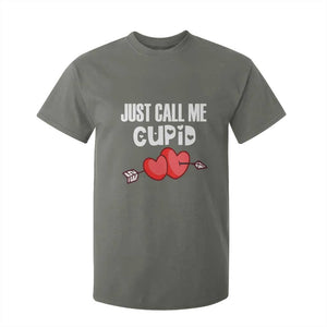 Valentine's Day T Shirt For Kid Just Call Me Cupid Retro Arrow Heart TS09 Military Green Print Your Wear