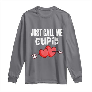 Valentine's Day Long Sleeve Shirt Just Call Me Cupid Retro Arrow Heart TS09 Charcoal Print Your Wear