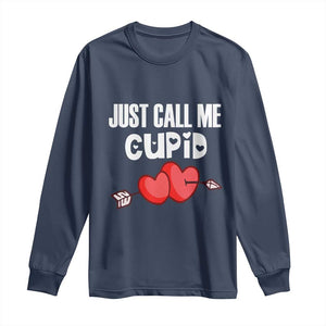 Valentine's Day Long Sleeve Shirt Just Call Me Cupid Retro Arrow Heart TS09 Navy Print Your Wear