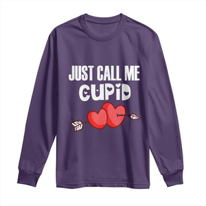 Valentine's Day Long Sleeve Shirt Just Call Me Cupid Retro Arrow Heart TS09 Purple Print Your Wear