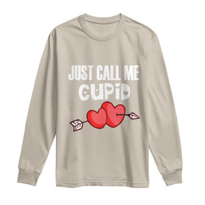 Valentine's Day Long Sleeve Shirt Just Call Me Cupid Retro Arrow Heart TS09 Sand Print Your Wear