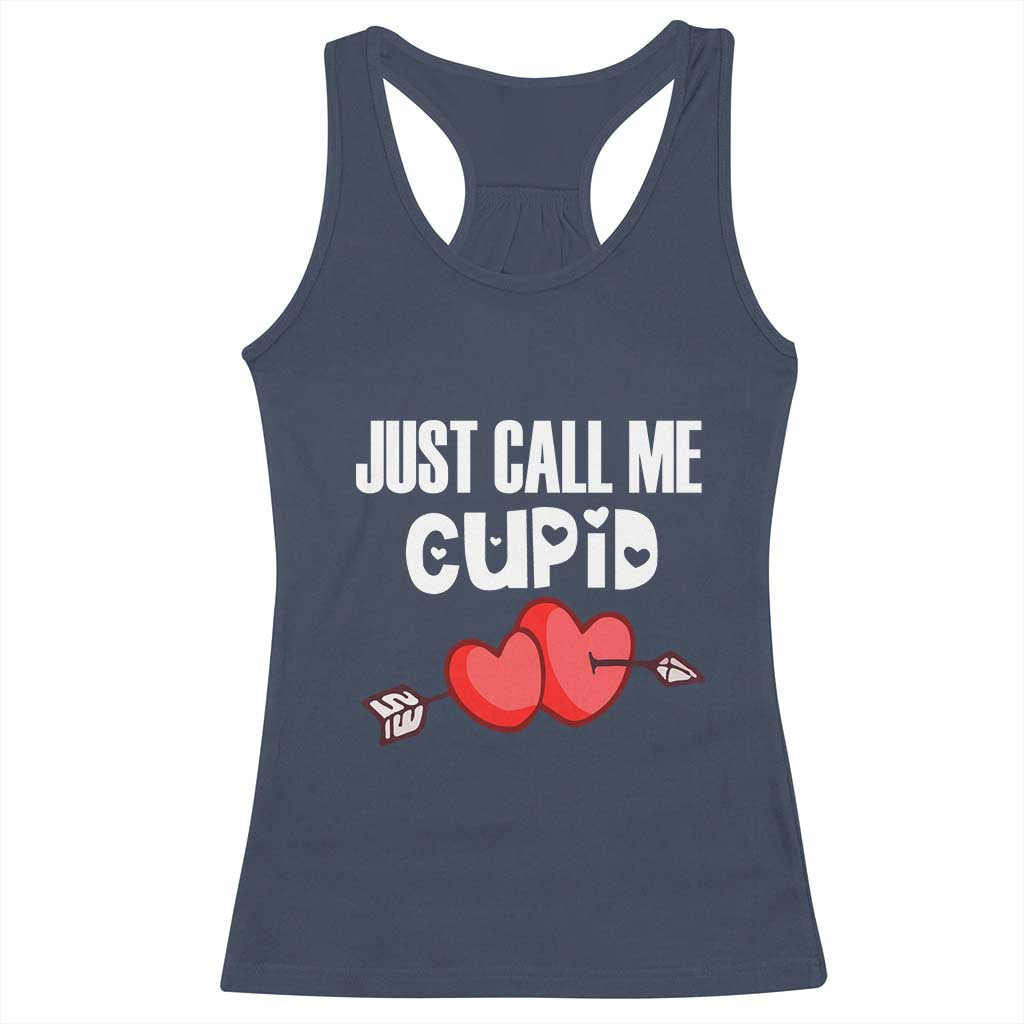 Valentine's Day Racerback Tank Top Just Call Me Cupid Retro Arrow Heart TS09 Navy Print Your Wear
