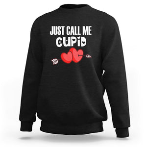 Valentine's Day Sweatshirt Just Call Me Cupid Retro Arrow Heart TS09 Black Printyourwear