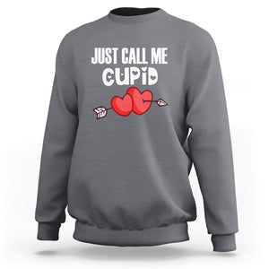 Valentine's Day Sweatshirt Just Call Me Cupid Retro Arrow Heart TS09 Charcoal Printyourwear