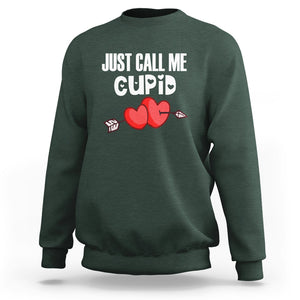 Valentine's Day Sweatshirt Just Call Me Cupid Retro Arrow Heart TS09 Dark Forest Green Printyourwear