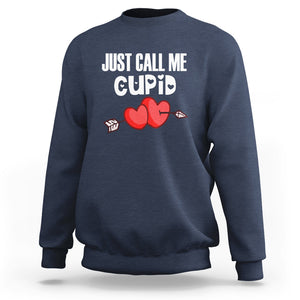 Valentine's Day Sweatshirt Just Call Me Cupid Retro Arrow Heart TS09 Navy Printyourwear