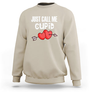 Valentine's Day Sweatshirt Just Call Me Cupid Retro Arrow Heart TS09 Sand Printyourwear