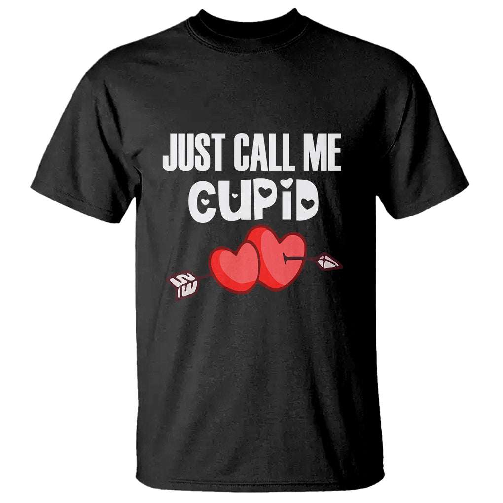 Valentine's Day T Shirt Just Call Me Cupid Retro Arrow Heart TS09 Black Printyourwear