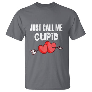 Valentine's Day T Shirt Just Call Me Cupid Retro Arrow Heart TS09 Charcoal Printyourwear