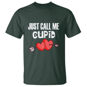 Valentine's Day T Shirt Just Call Me Cupid Retro Arrow Heart TS09 Dark Forest Green Printyourwear