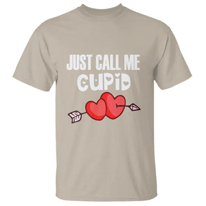 Valentine's Day T Shirt Just Call Me Cupid Retro Arrow Heart TS09 Sand Printyourwear