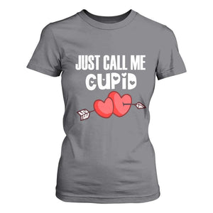 Valentine's Day T Shirt For Women Just Call Me Cupid Retro Arrow Heart TS09 Charcoal Print Your Wear