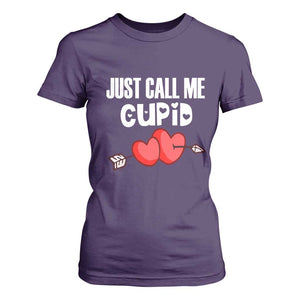 Valentine's Day T Shirt For Women Just Call Me Cupid Retro Arrow Heart TS09 Purple Print Your Wear