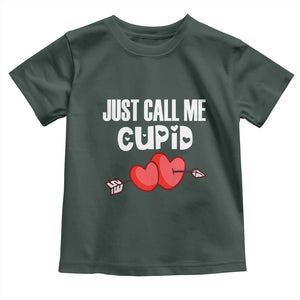 Valentine's Day Toddler T Shirt Just Call Me Cupid Retro Arrow Heart TS09 Dark Forest Green Print Your Wear