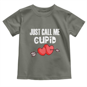 Valentine's Day Toddler T Shirt Just Call Me Cupid Retro Arrow Heart TS09 Military Green Print Your Wear