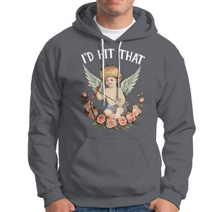 Valentine's Day Hoodie I'd Hit That Cupid Vintage Art Rose TS09 Charcoal Printyourwear
