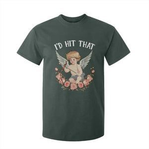 Valentine's Day T Shirt For Kid I'd Hit That Cupid Vintage Art Rose TS09 Dark Forest Green Print Your Wear