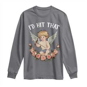 Valentine's Day Long Sleeve Shirt I'd Hit That Cupid Vintage Art Rose TS09 Charcoal Print Your Wear