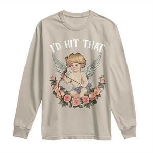 Valentine's Day Long Sleeve Shirt I'd Hit That Cupid Vintage Art Rose TS09 Sand Print Your Wear