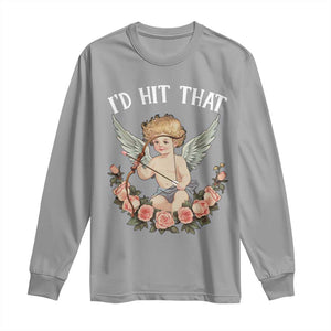 Valentine's Day Long Sleeve Shirt I'd Hit That Cupid Vintage Art Rose TS09 Sport Gray Print Your Wear