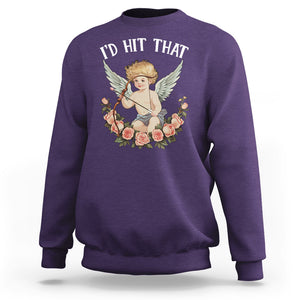 Valentine's Day Sweatshirt I'd Hit That Cupid Vintage Art Rose TS09 Purple Printyourwear