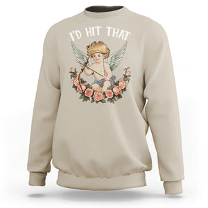 Valentine's Day Sweatshirt I'd Hit That Cupid Vintage Art Rose TS09 Sand Printyourwear