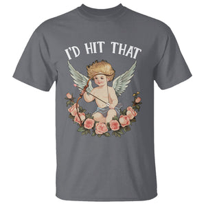 Valentine's Day T Shirt I'd Hit That Cupid Vintage Art Rose TS09 Charcoal Printyourwear