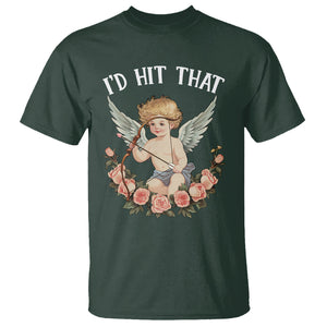 Valentine's Day T Shirt I'd Hit That Cupid Vintage Art Rose TS09 Dark Forest Green Printyourwear