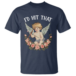 Valentine's Day T Shirt I'd Hit That Cupid Vintage Art Rose TS09 Navy Printyourwear