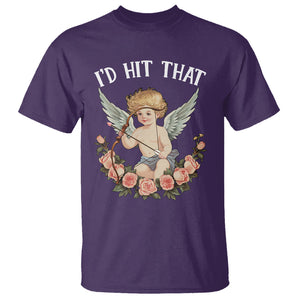 Valentine's Day T Shirt I'd Hit That Cupid Vintage Art Rose TS09 Purple Printyourwear