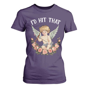 Valentine's Day T Shirt For Women I'd Hit That Cupid Vintage Art Rose TS09 Purple Print Your Wear