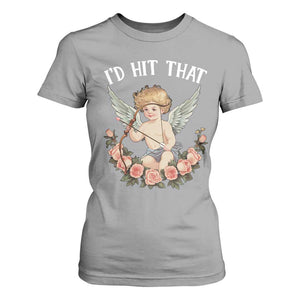 Valentine's Day T Shirt For Women I'd Hit That Cupid Vintage Art Rose TS09 Sport Gray Print Your Wear