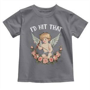 Valentine's Day Toddler T Shirt I'd Hit That Cupid Vintage Art Rose TS09 Charcoal Print Your Wear