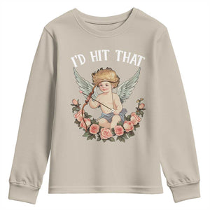 Valentine's Day Youth Sweatshirt I'd Hit That Cupid Vintage Art Rose TS09 Sand Print Your Wear